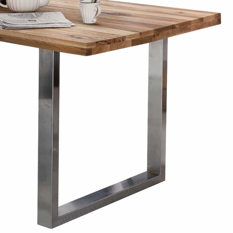 Wohnen Loft Tisch Nestore aus Eiche und Edelstahl