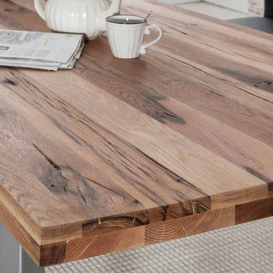 Wohnen Loft Tisch Nestore aus Eiche und Edelstahl