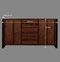 Wohnen Loft-Stil Anrichte Smantana aus Akazie Massivholz