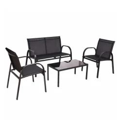 Lounge Mesh Gartenmöbel in Schwarz - Anastasius (vierteilig)^Wohnen Hot