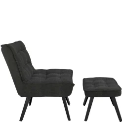 Lounge Sessel mit Hocker in Anthrazit - Mook (zweiteilig)^Wohnen Best