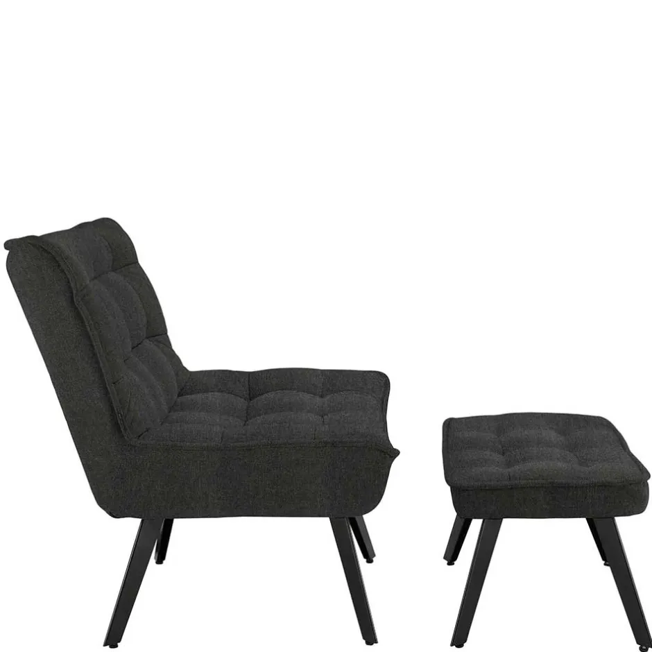 Lounge Sessel mit Hocker in Anthrazit - Mook (zweiteilig)^Wohnen Best