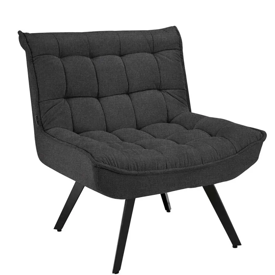 Lounge Sessel mit Hocker in Anthrazit - Mook (zweiteilig)^Wohnen Best
