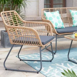 Lounge Sitzgruppe aus Geflecht in Beige - Renzo (vierteilig)^Wohnen Discount