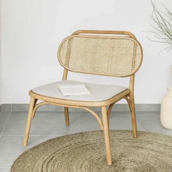 Lounge Stuhl mit Wiener Geflecht & Stoffsitz - Ensemble^Wohnen Best