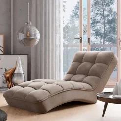 Loungeliege in Beigegrau Veloursbezug - Loriot^Wohnen Hot