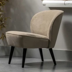 Loungestuhl aus Samt in Khaki - Griffina^Wohnen Best