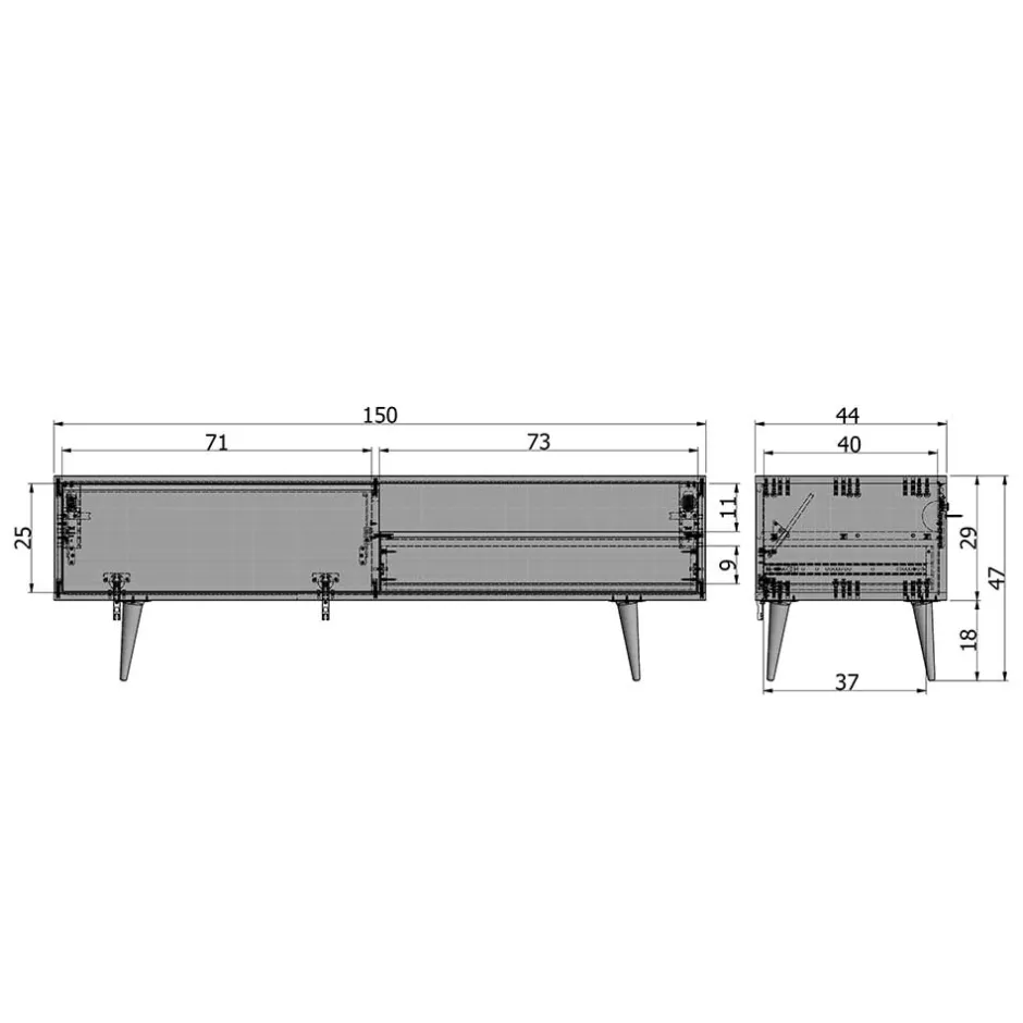 Wohnen Lowboard Grazy aus Eiche teilmassiv