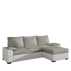 Wohnen L-Schlafsofa in Beigegrau und Weiß - Mallorca