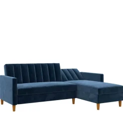 L-Schlafsofa in Blau Samt - Astomon^Wohnen Sale