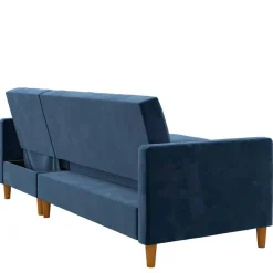 L-Schlafsofa in Blau Samt - Astomon^Wohnen Sale