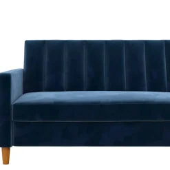 L-Schlafsofa in Blau Samt - Astomon^Wohnen Sale