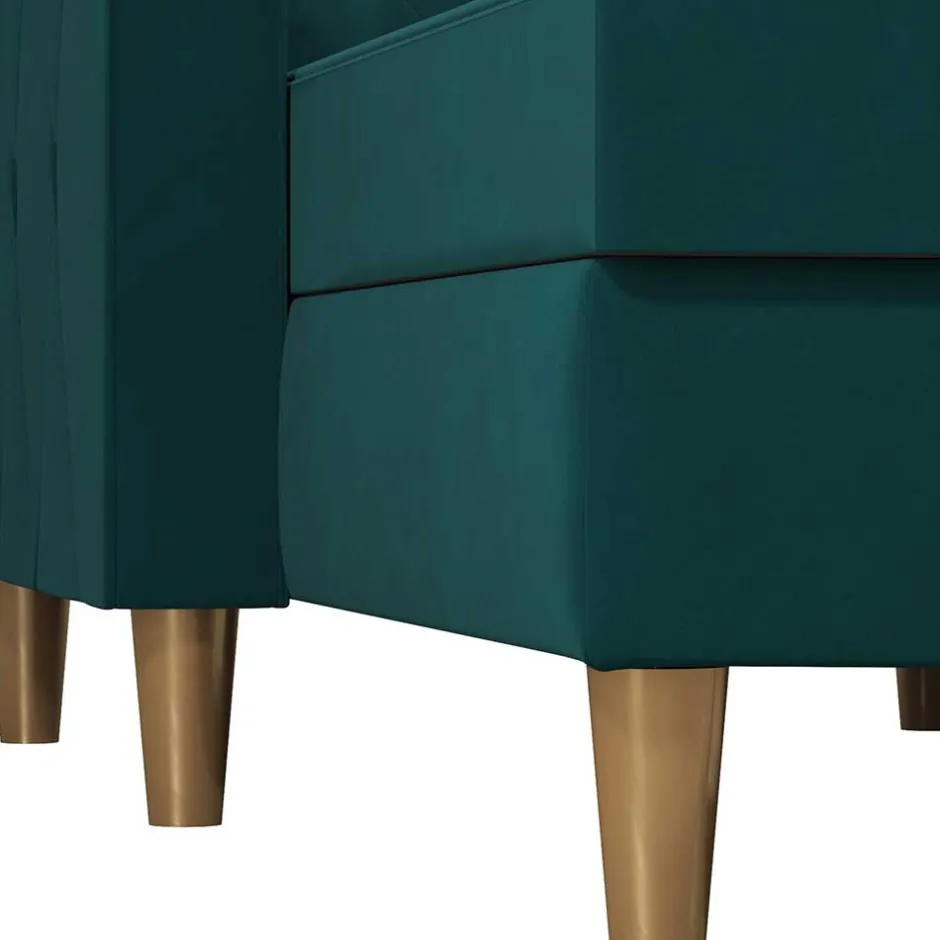 L-Schlafsofa in Petrol Samt - Samanca^Wohnen New