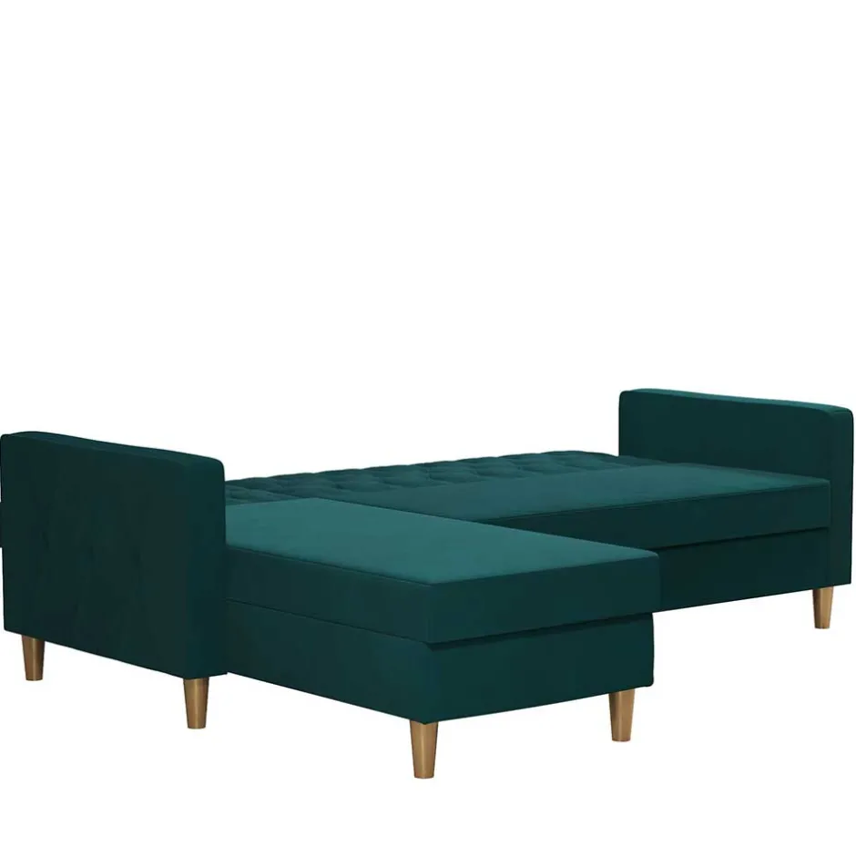 L-Schlafsofa in Petrol Samt - Samanca^Wohnen New