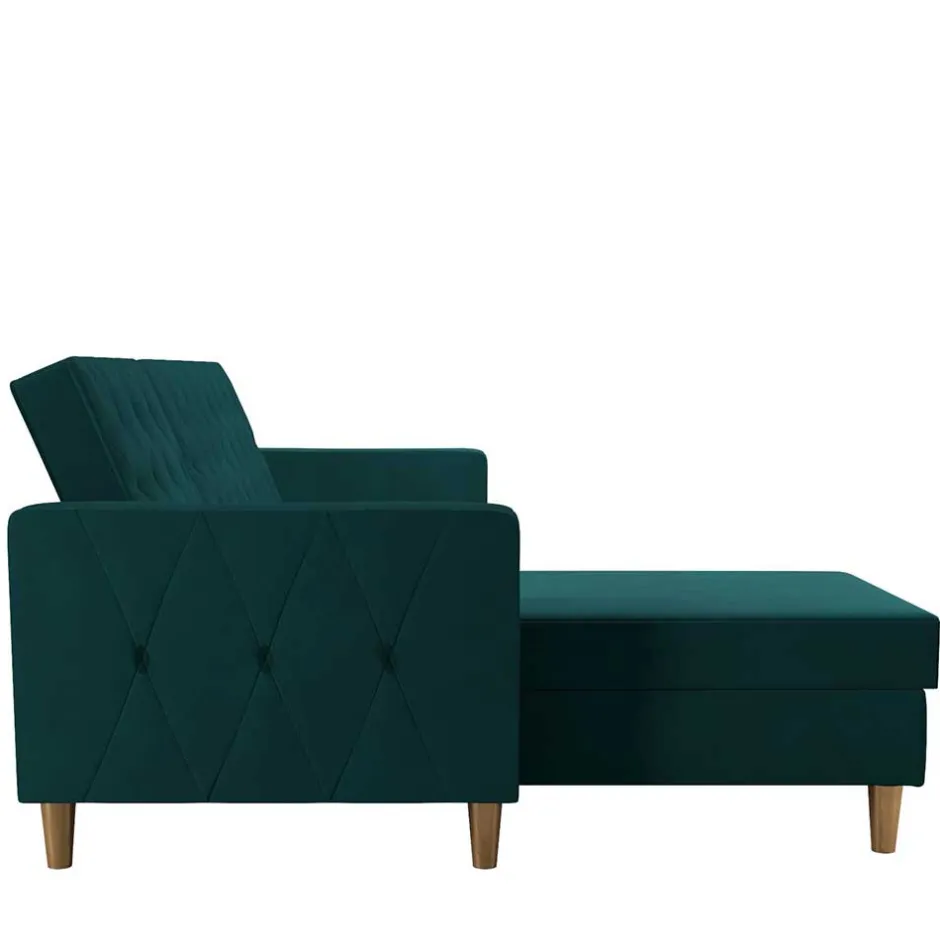 L-Schlafsofa in Petrol Samt - Samanca^Wohnen New