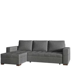 Wohnen L-Sofa Schlafcouch in Dunkelgrau Stoff - Planet