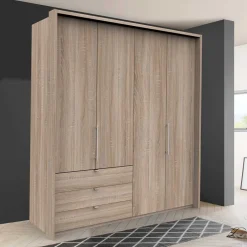 2m breiter Gleittüren-Schrank mit drei Schubladen - Zayun^Wohnen New