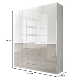1,98m Kombi-Kleiderschrank mit Glasfront - Pascan^Wohnen Outlet