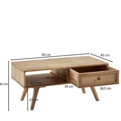 Mangoholz Couchtisch mit Fach & Schublade - Kanados^Wohnen Sale