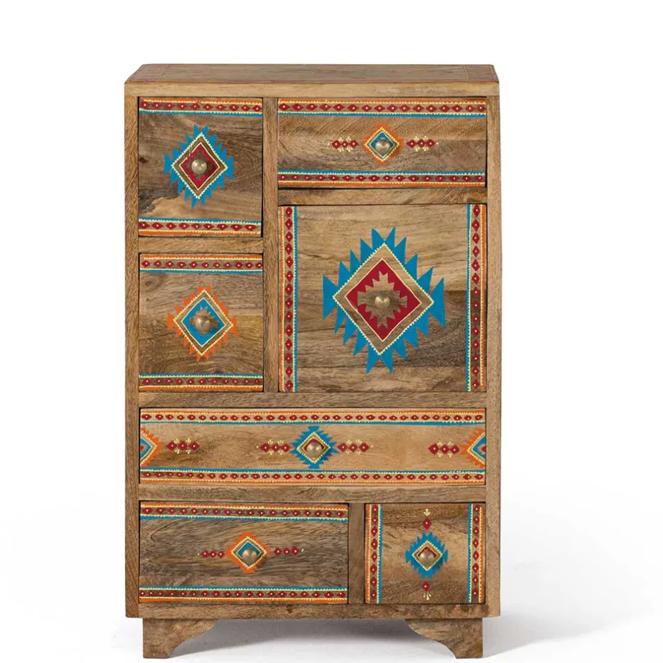 Wohnen Mangoholz Kommode mit Ethno Ornamenten - Linall