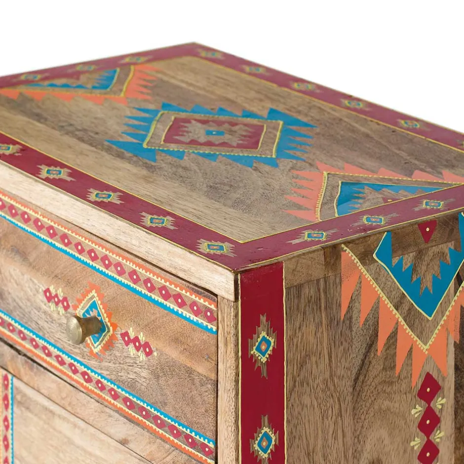 Wohnen Mangoholz Kommode mit Ethno Ornamenten - Linall