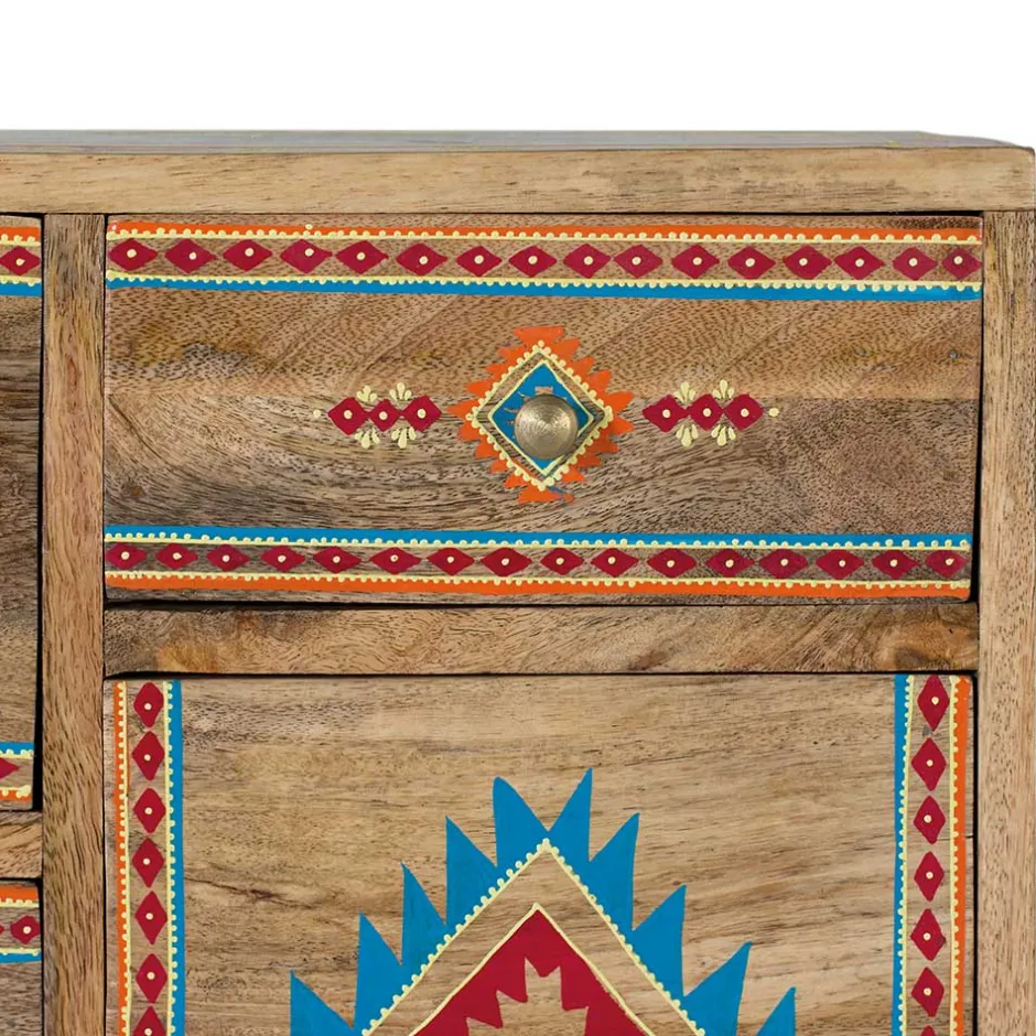 Wohnen Mangoholz Kommode mit Ethno Ornamenten - Linall