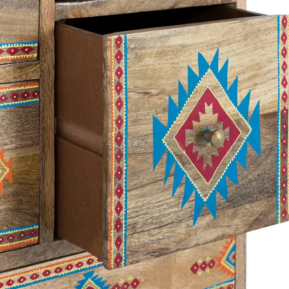 Wohnen Mangoholz Kommode mit Ethno Ornamenten - Linall