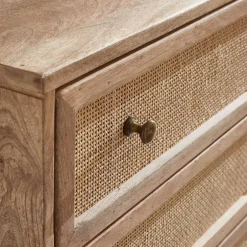 Wohnen Mangoholz Kommode mit Rattan Geflecht Fronten - Kanados