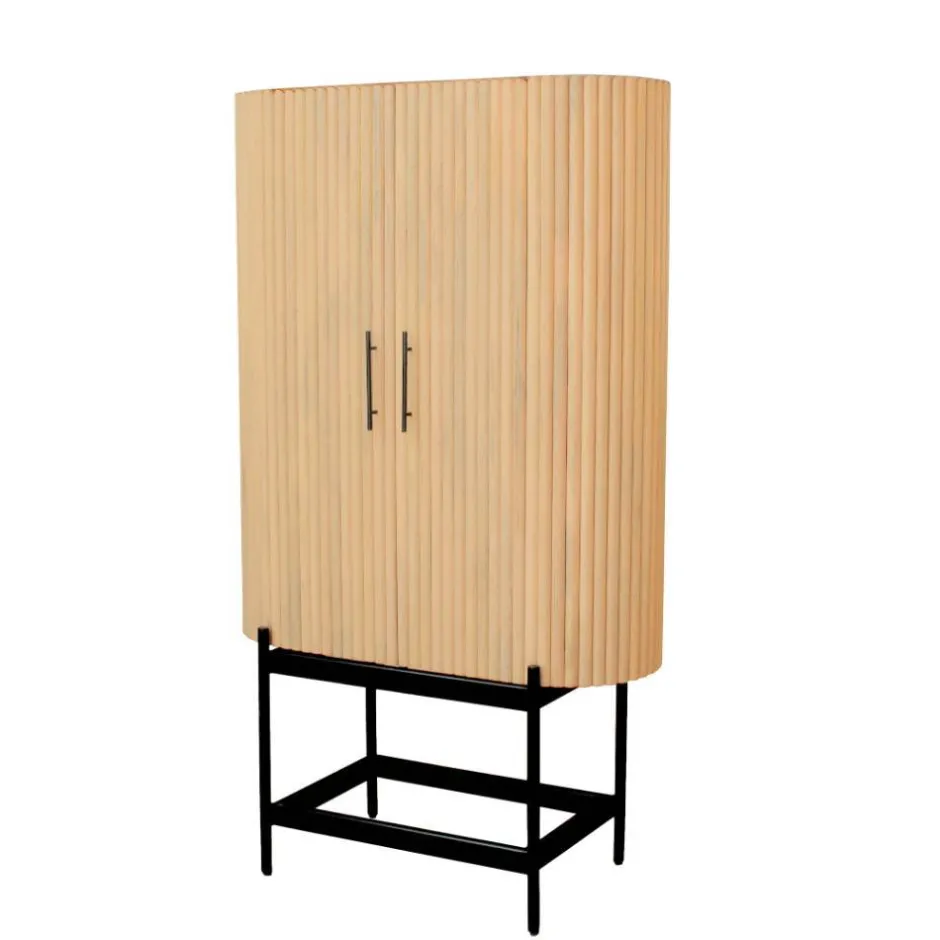 Wohnen Mangoholz Schrank in Lamellenoptik - Dorian