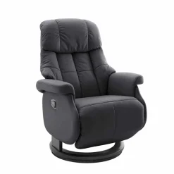 Wohnen Manuell verstellbarer Ledersessel in Schwarz Vorena auf Tellergestell