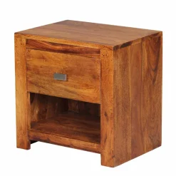 Markanter Nachttisch Hoslo aus Holz massiv^Wohnen New