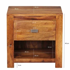 Markanter Nachttisch Hoslo aus Holz massiv^Wohnen New