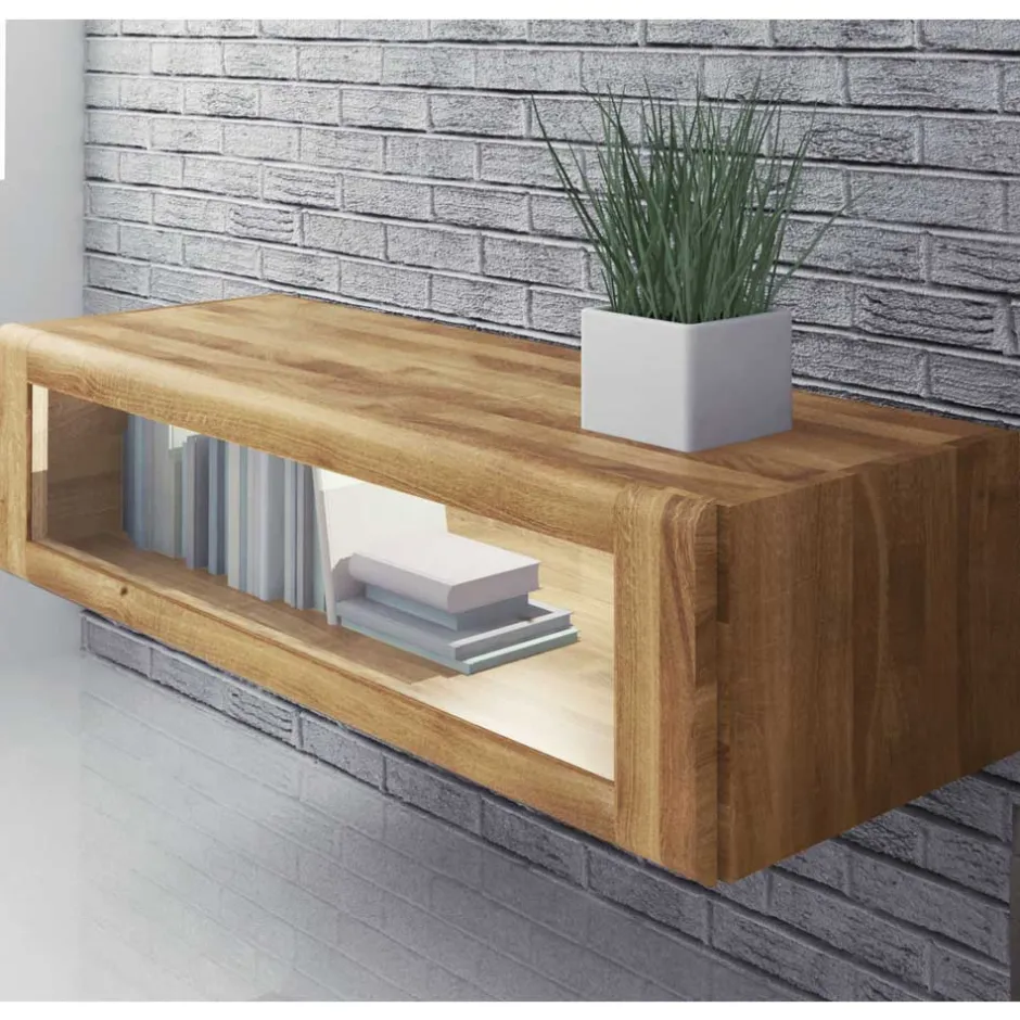 Wohnen Massiv Hängeschrank Vaskov mit Glasklappe