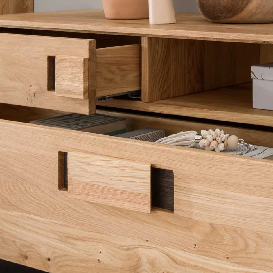 Wohnen Massive Wohnzimmereinrichtung mit LED - Xeddos (dreiteilig)