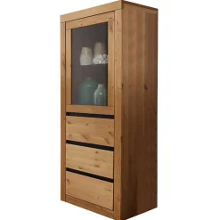 Wohnen Massiver Kiefernholz Schrank mit Glastür - Filedria