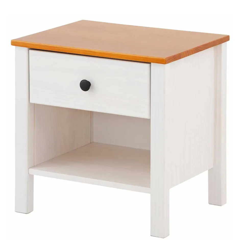 Wohnen Massiver Nachttisch mit Fach & Schublade - Ucledia