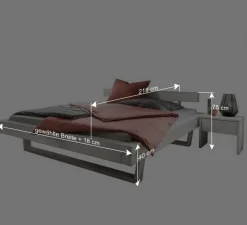 Wohnen Massives Balkenbett in Weiß lasiert - Restania