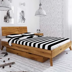 Massives Wildeiche Bett mit Schubladen - Eavy I^Wohnen Best
