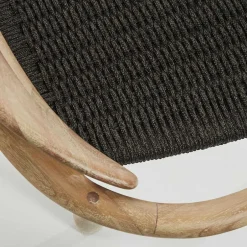 Wohnen Massivholz Armlehnstuhl mit Geflecht Sitz Anela aus Kordel Grau (4er Set)