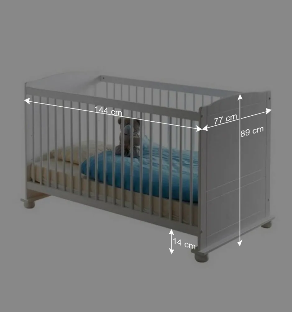 Wohnen Massivholz Babybett Narcisso in Weiß