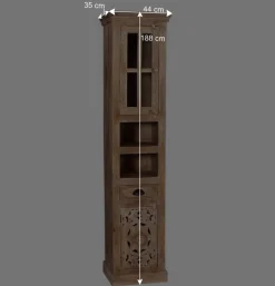 Wohnen Massivholz Bad Hochschrank in Sandfarben - Runiasa