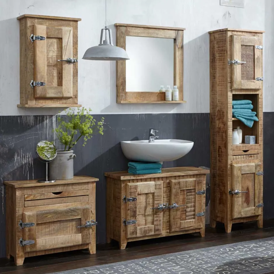 Wohnen Massivholz Badmöbel aus Mango - Suennas (fünfteilig)