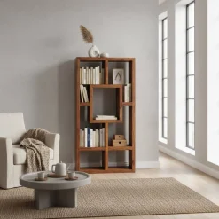 Massivholz Design Standregal Hoslo aus Sheesham klar lackiert^Wohnen Sale