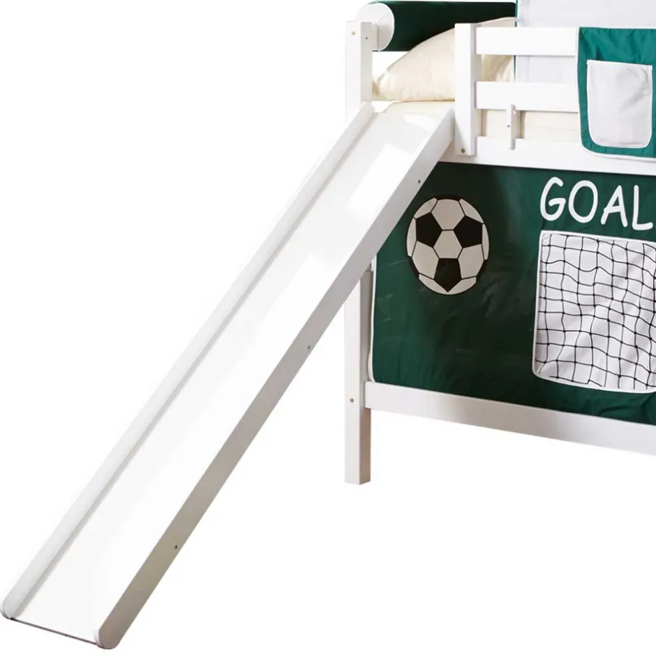 Kinder Wohnen Massivholz Etagenbett mit Rutsche in Weiß - Podlan