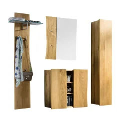 Wohnen Massivholz Flurmöbel Set aus Eiche - Avidora (vierteilig)