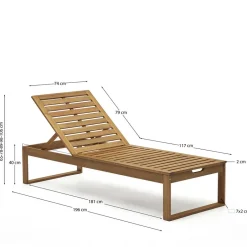 Massivholz Gartenliege mit verstellbarem Kopfteil - Paddock^Wohnen Sale