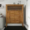Wohnen Massivholz Highboard Masdamos mit Glasklappe