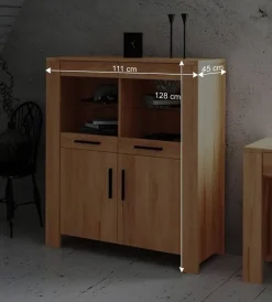 Wohnen Massivholz Highboard Mosniak aus Kernbuche geölt