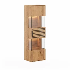 Wohnen Massivholz Hängevitrine mit LED Beleuchtung - Eribella