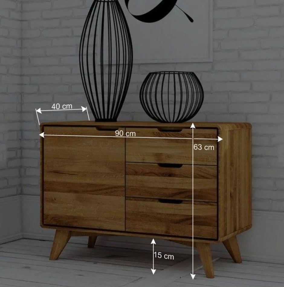 Wohnen Massivholz Kombi-Kommode in Natur geölt - Eavy I